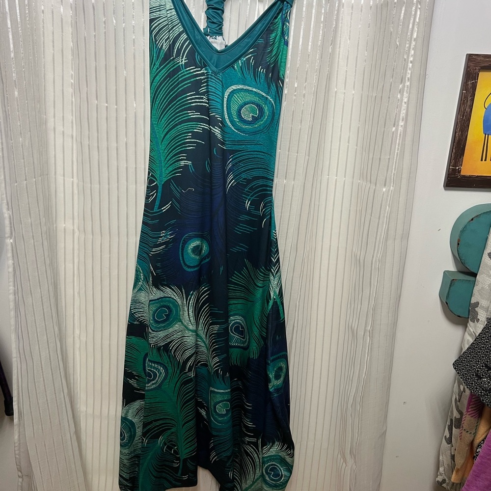 Charming feather print V-neck jumpsuit/harem SZ (S) NNBrand NNT